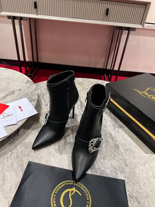 Cl Buckle Boots W. These boots feature 100mm stiletto heels and are made entirel