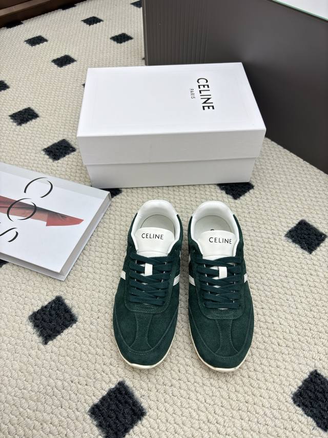 2670 New Celine German Training Sneakers, White Casual Sneakers, Suede Leather,