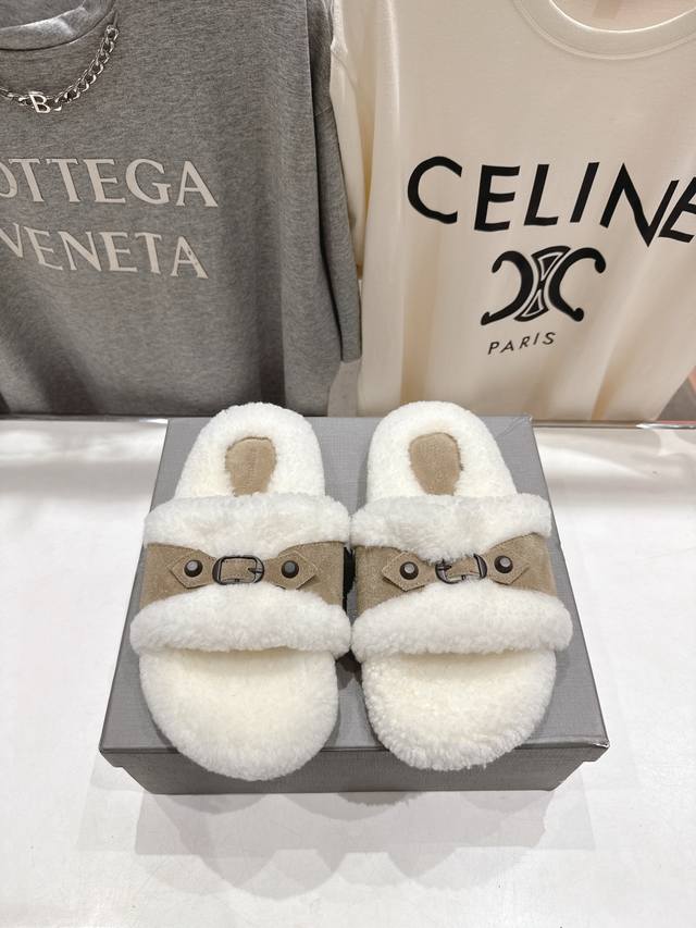 High-quality factory-made Balenciaga F027 25Ss Autumn/Winter New Flat Wool Slipp