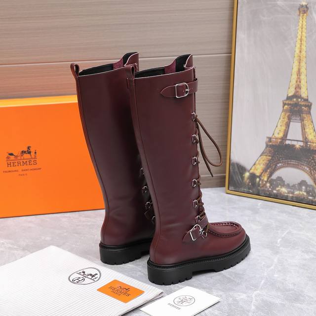 Top Quality Hermes Autumn/Winter New Style Landscape Long Boots, Motorcycle Styl
