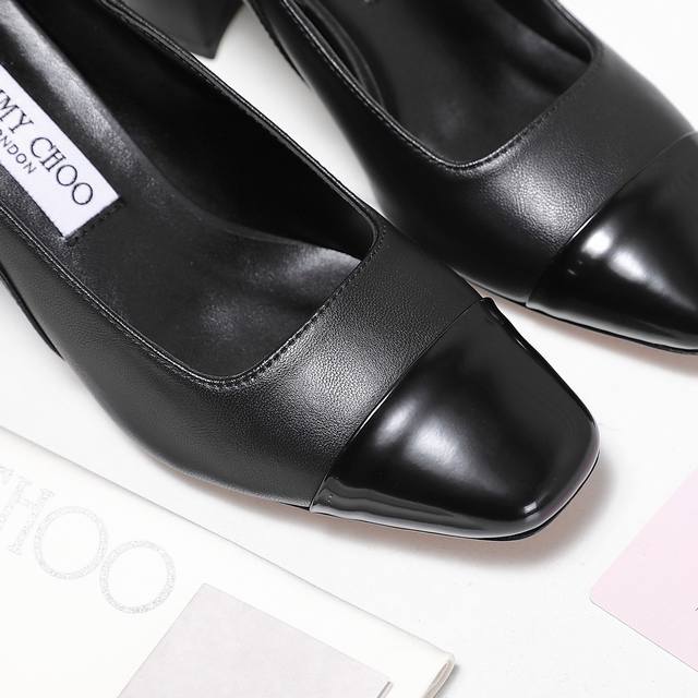 Top Version Jimmy Choo Classic Spring/Autumn Mid-Heel Shoes Chunky Heel + Electr