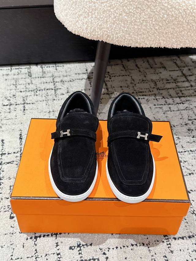 Men's +10 # Couple Style Hermes 25 Classic H Couple Loafers Timeless Casual Simp