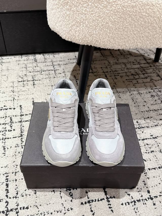 Women's Prada 25 Latest Re-Nylon Prax 2.0 Nylon Suede Lace-up Casual Shoes. Orig