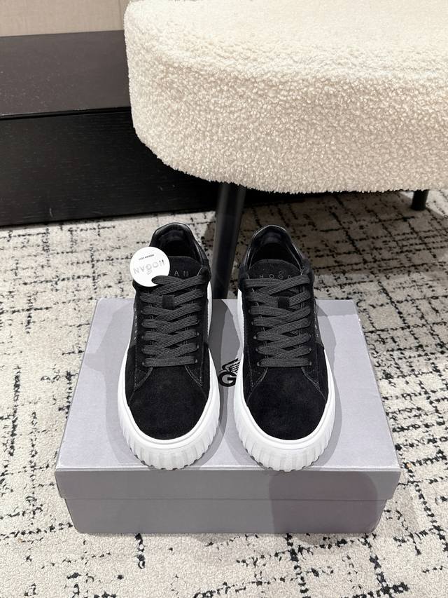 Top-tier version couple's style Hogan 25 new H-Stripes series platform sneakers,