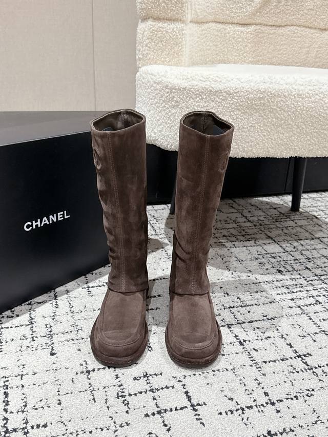 Chanel's newest and most beautiful suede long boots. These Chanel boots are abso
