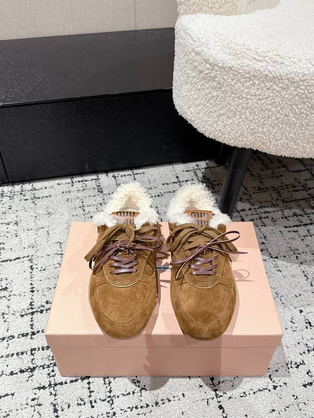 Miu Miu 25Ss Autumn/Winter Runway New Lace-up German Training Sneakers Casual Sp