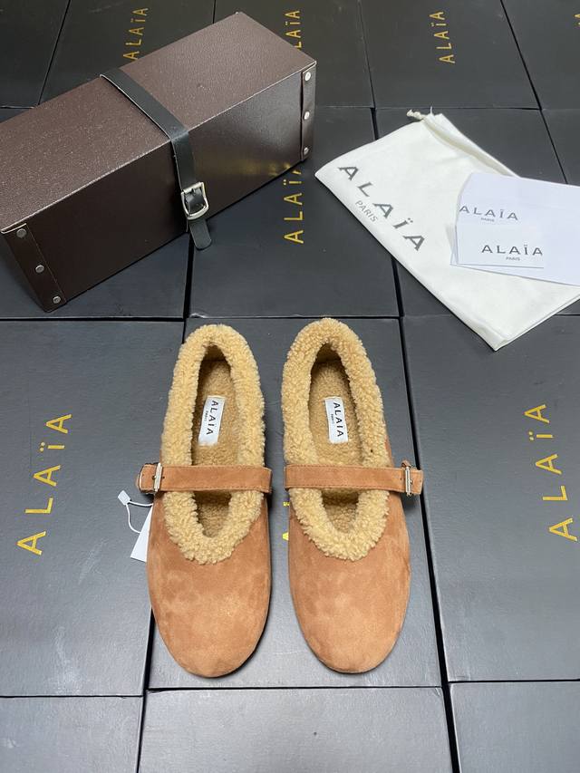 Factory Box +10 Alaia Autumn/Winter New Wool Mary Jane Ballet Shoes Made with su