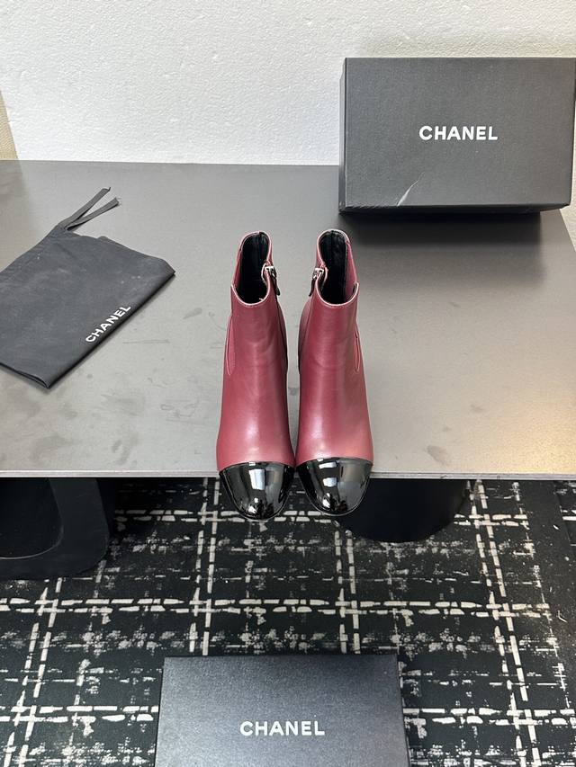 Chanel Classic Color-Blocked Pearl Heel Elastic Ankle Boots Chelsea Boots The cl