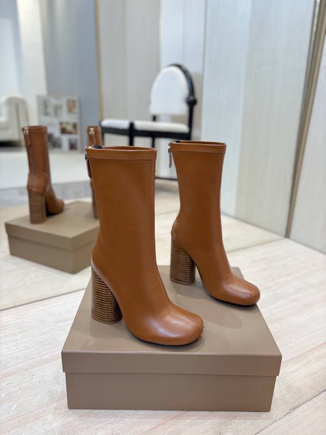 Factory Price: Exclusive Round Toe Logo Chunky Heel Stretch Knee-High Boots by B Factory Price: Exclusive Round Toe Logo Chunky Heel Stretch Knee-High Boots by B