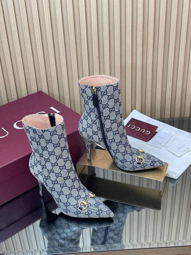 2025 Autumn/Winter Gucci New Gucci Horsebit High-Heeled Ankle Boots, Pointed Toe