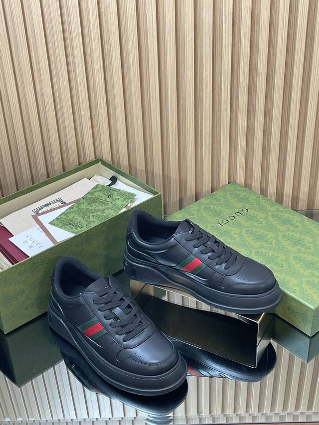 Men's 2025 Autumn/Winter New Gucci Thick-Soled Biscuit Shoes, Men's + 50 Green R