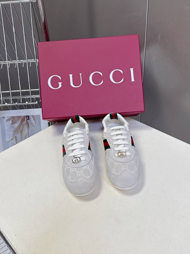 Gucci Shift series latest sneakers, lace-up casual German training shoes. Highly