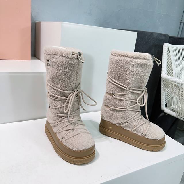 High quality! Top quality Miumiu 25Ss Autumn/Winter New Chubby Warm Snow Boots S