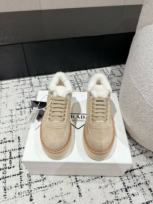 High-quality Prada 24 platform casual wool ankle boots (Ddd). These sneakers mai