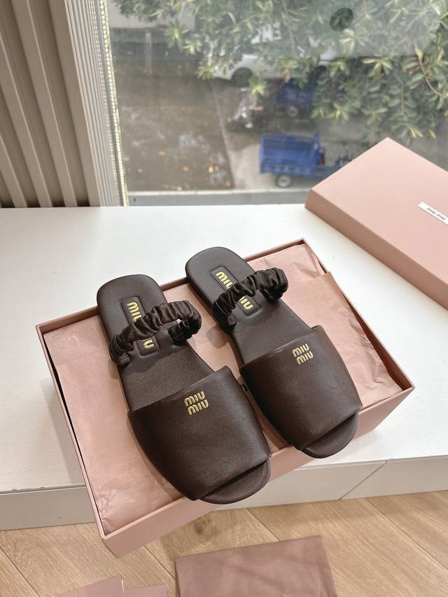 Top-tier Miu Miu elastic ballet flats, woven fabric, women's decorative satin ba