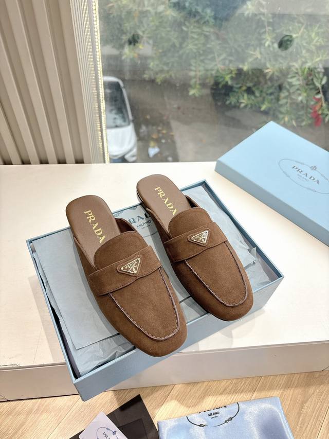 G0286 Prada 2025 Spring/Summer New Mary Jane Ballet Flat Mules with Closed Toe -