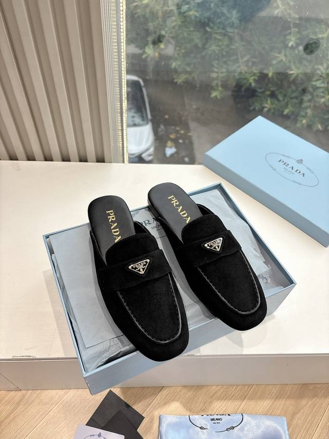 G0286 Prada 2025 Spring/Summer New Mary Jane Ballet Flat Mules with Closed Toe -