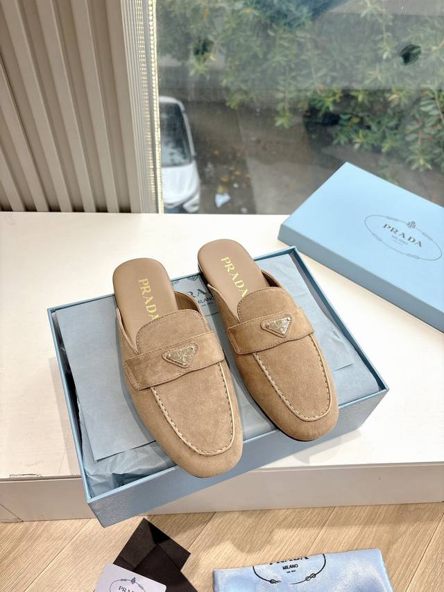 G0286 Prada 2025 Spring/Summer New Mary Jane Ballet Flat Mules with Closed Toe -