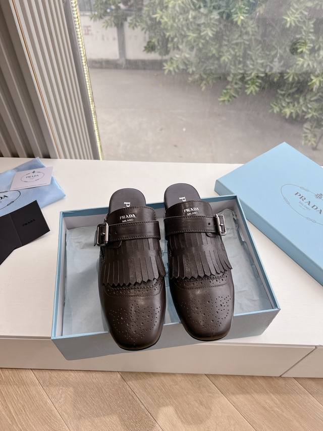 G0286 Top Quality Prada 25Ss Retro Tassel Half-Slippers, a Hot Selling Item! Run