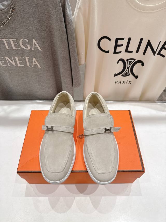 High-quality men's shoes, size +10. Hermes F056 2025 Spring/Summer new arrival,