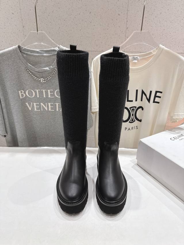 High-quality factory-made Celine F035 2025 Autumn/Winter new knitted knee-high b