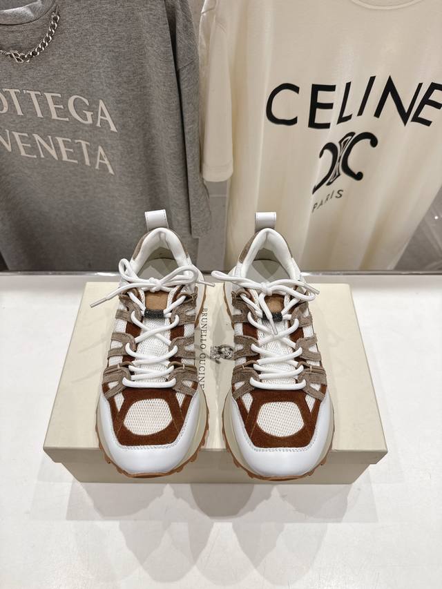 High-quality factory-made Brunello Cucinelli F059 new lace-up platform casual sn