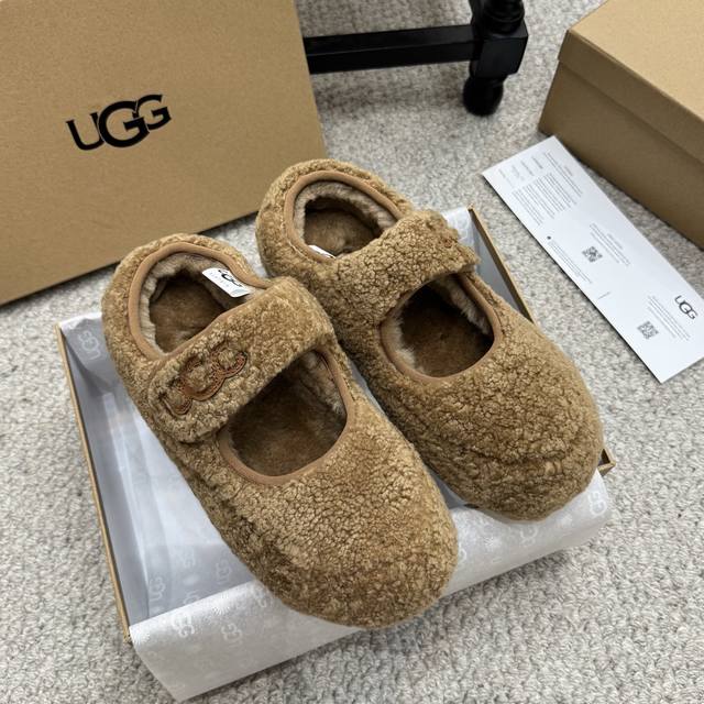 Furry Shoes 2025's hottest Ugg Mary Jane slip-on flat shoes, 4 colors. Long-last