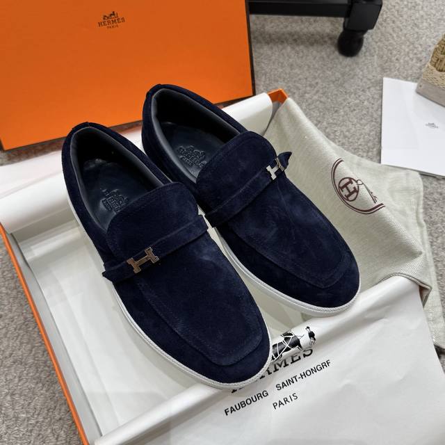 Couple style men's loafers, Hermes 25Ss autumn/winter new style, British retro d