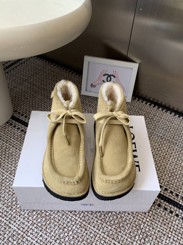 Men's Loewe 25Ss Autumn/Winter New Retro British Style Casual Shoes with Wool Li