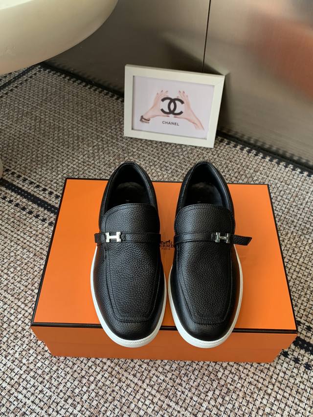 Women's & Men's Hermes Classic H Loafers Couple Style, Timeless British Retro De