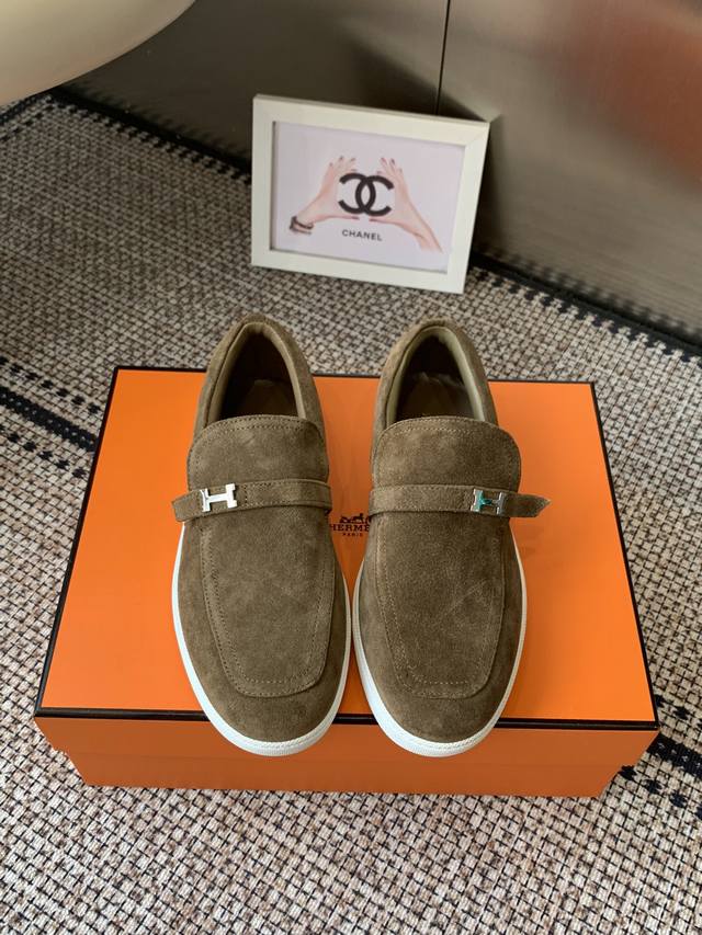 Women's & Men's Hermes Classic H Loafers Couple Style, Timeless British Retro De