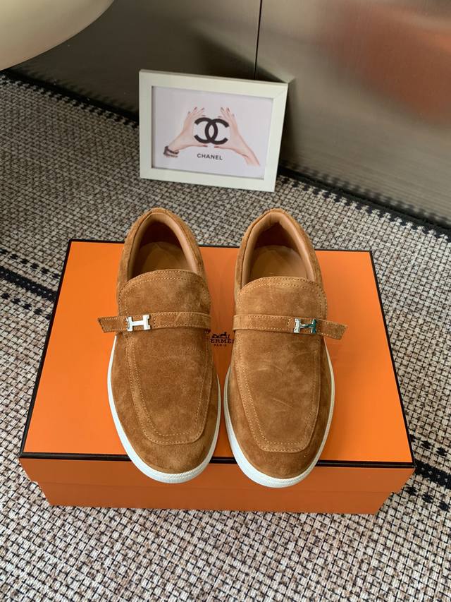 Women's & Men's Hermes Classic H Loafers Couple Style British Retro Design Timel