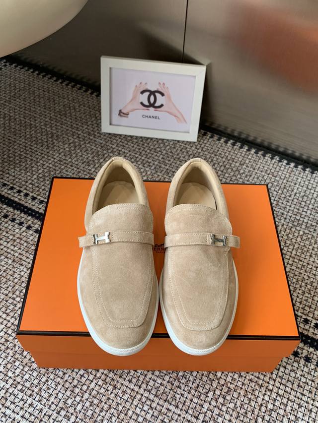 Women's & Men's Hermes Classic H Loafers Couple Style, Timeless British Retro De