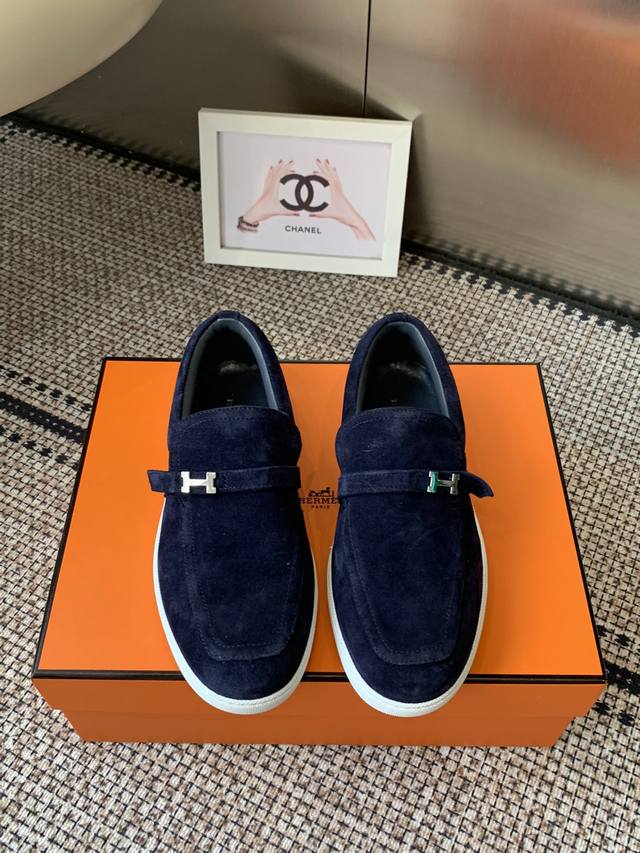 Women's & Men's Hermes Classic H Loafers Couple Style, Timeless British Retro De