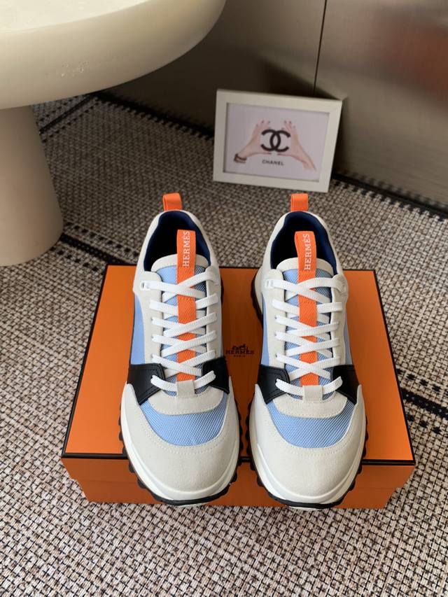 Hermes 25Ss New Men's Casual Sports Shoes Upper: Nappa calfskin suede sheepskin,