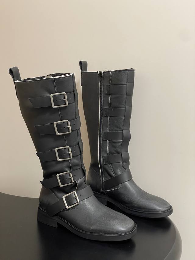 Miista 25Ss Autumn/Winter New Buckle Motorcycle Style Genuine Leather Long Boots