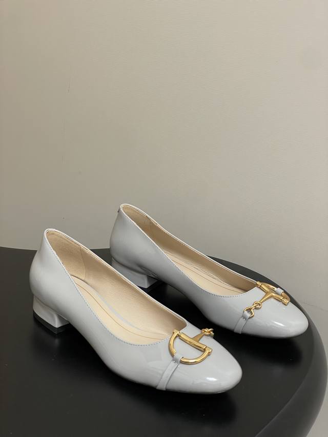 25Ss Early Autumn New Gucci Mary Jane Shoes with Horsebit Buckle, Patent Leather