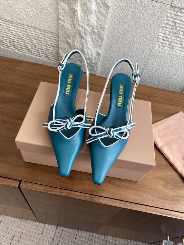 Top Version: Miu Miu 25Ss Spring/Summer New Pointed Toe Bow Stiletto Sandals. Th