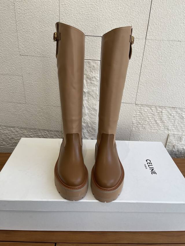 Top Version: Celine 2025 Autumn/Winter New Round Toe Thick-Soled Color-Blocked R