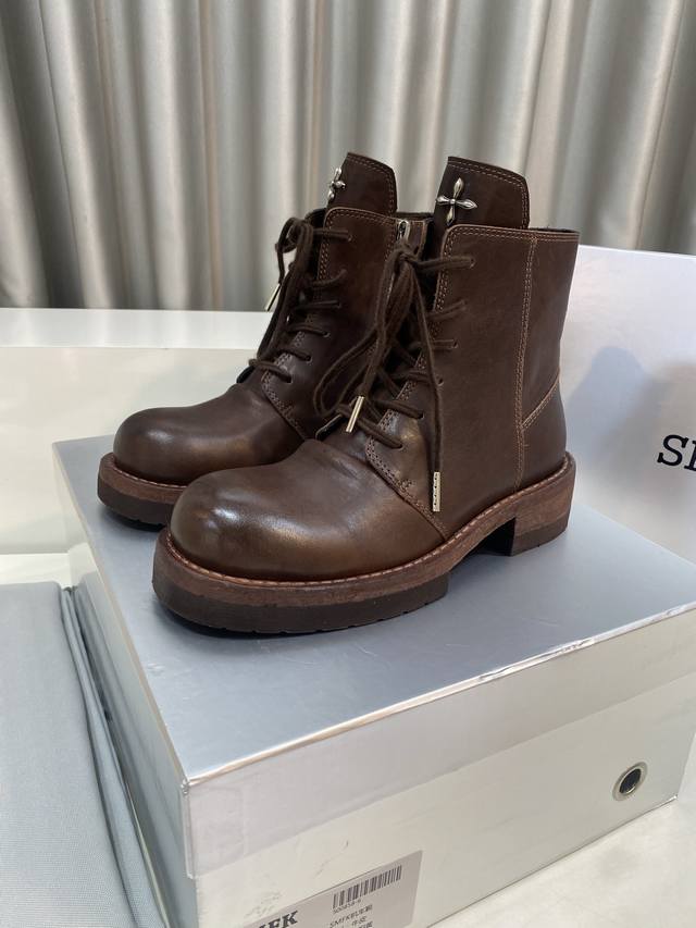 Smfk Niche Trendy Brand 25Ss Hot New Retro Lace-up Martin Boots These Smfk boots
