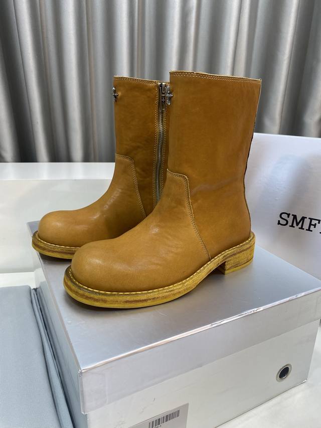 Smfk Niche Trendy Brand 25Ss Hot New Martin Mid-Calf Boots These Smfk zip-up mid