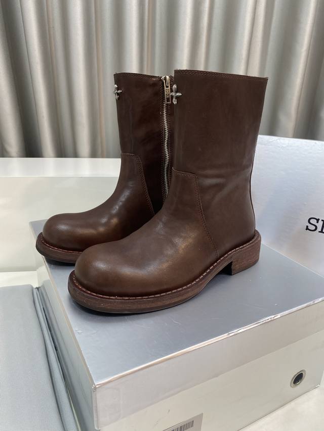 Smfk Niche Trendy Brand 25Ss Hot New Martin Mid-Calf Boots These Smfk zip-up mid