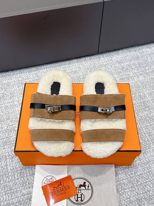 High-quality Hermes 25Ss latest autumn/winter Kelly slippers. Super versatile, s