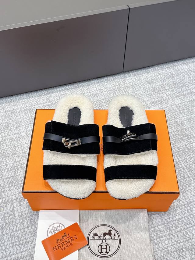 High-quality Hermes 25Ss latest autumn/winter Kelly slippers. Super versatile, s