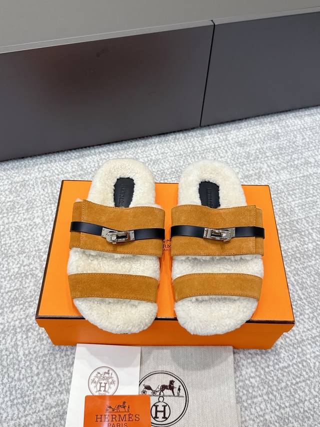 High-quality Hermes 25Ss latest autumn/winter Kelly slippers. Super versatile, s