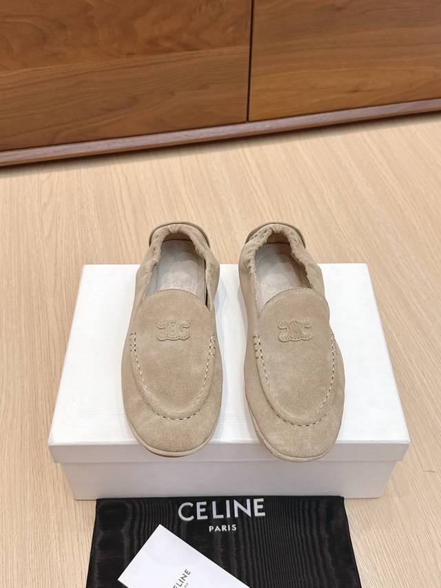 High-quality Celine 2025 Fall/Winter runway model Arc de Triomphe retro loafers