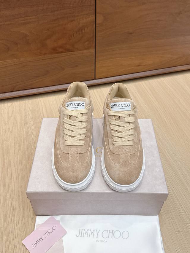 High-quality (retailer) Jimmy Choo's new colorway platform casual sneakers, whit
