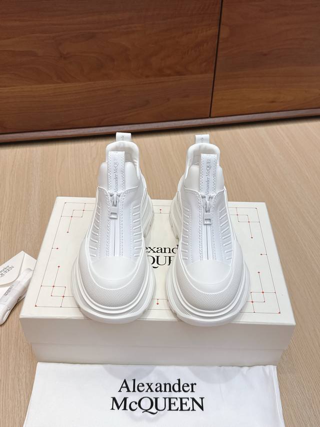 Men's +10 # Alexander McQueen Couple Leather Zipper Casual Ankle Boots! These Tr