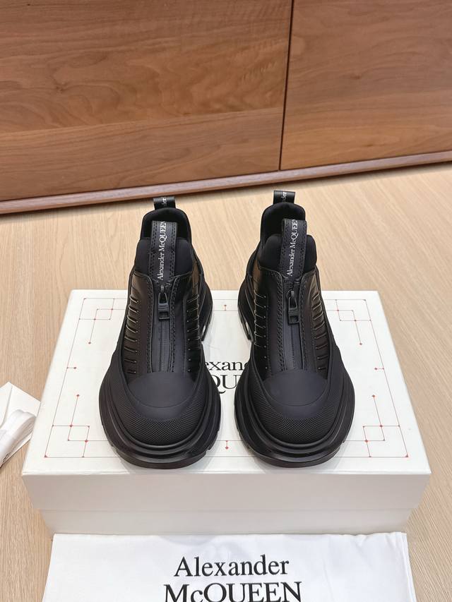 Men's +10 # Alexander McQueen Couple Leather Zipper Casual Ankle Boots! These Tr