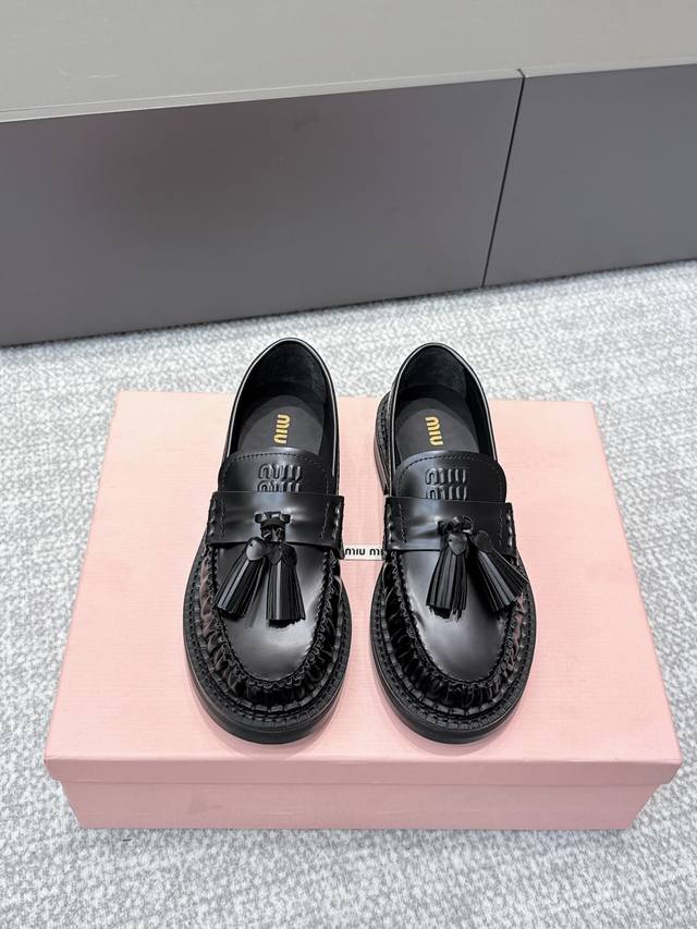 High-quality imported box + 10 RMB Miu Miu | 2025 New Tassel Loafers These Miu M
